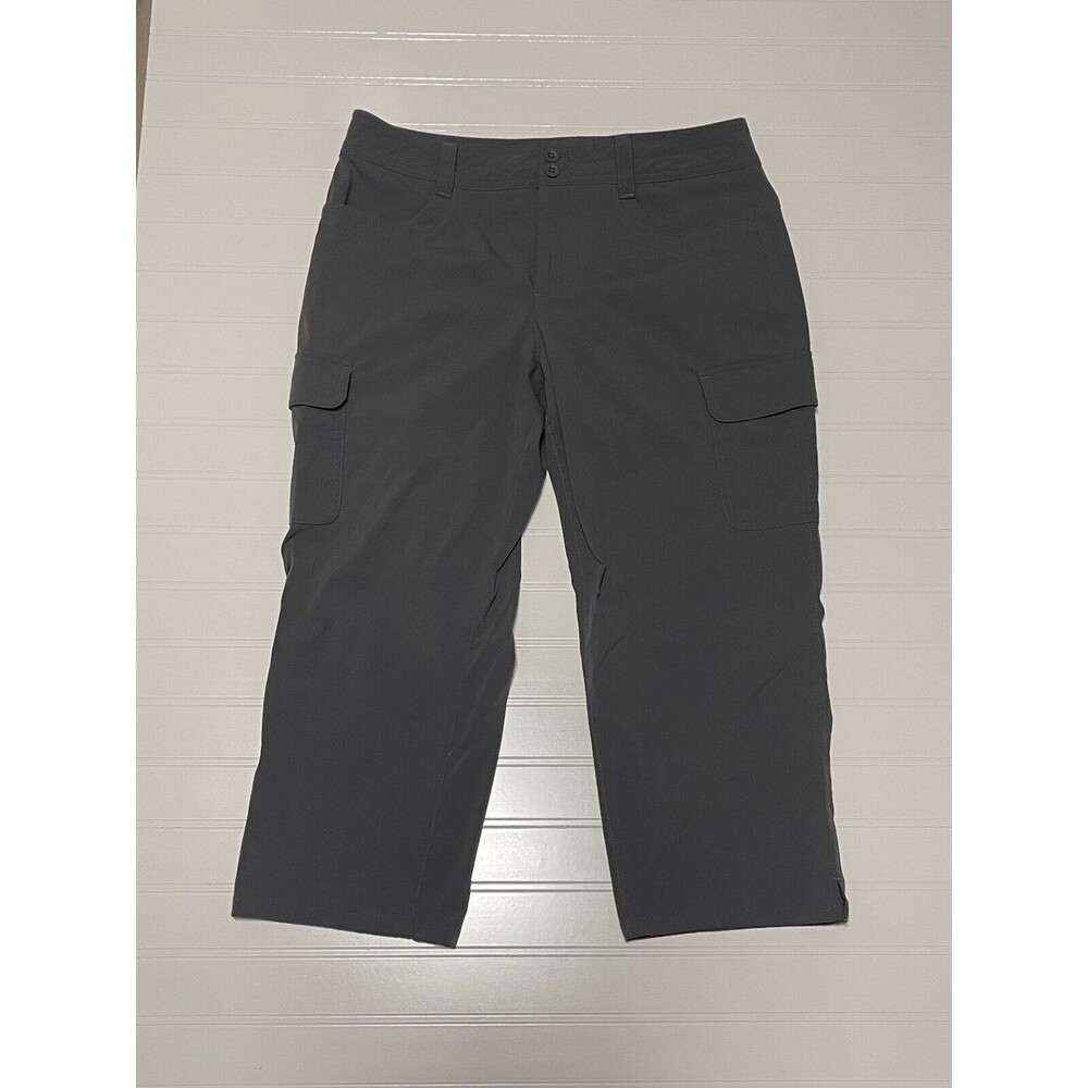 Eddie Bauer Women's Size 8 Gray Nylon Capri Pants Stretch Cargo Pockets Outdoor